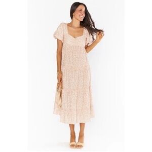 NWT Show Me Your Mumu Odette Midi Dress Ditsy Daisy Beige Linen Blend size XL